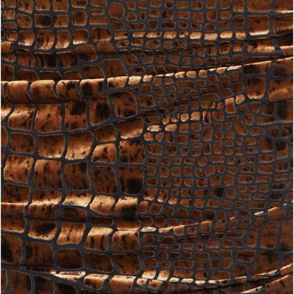 NWT Leith Ruched Velour Mini Dress Reptile Croc Burnout Velvet Brown - Picture 7 of 7